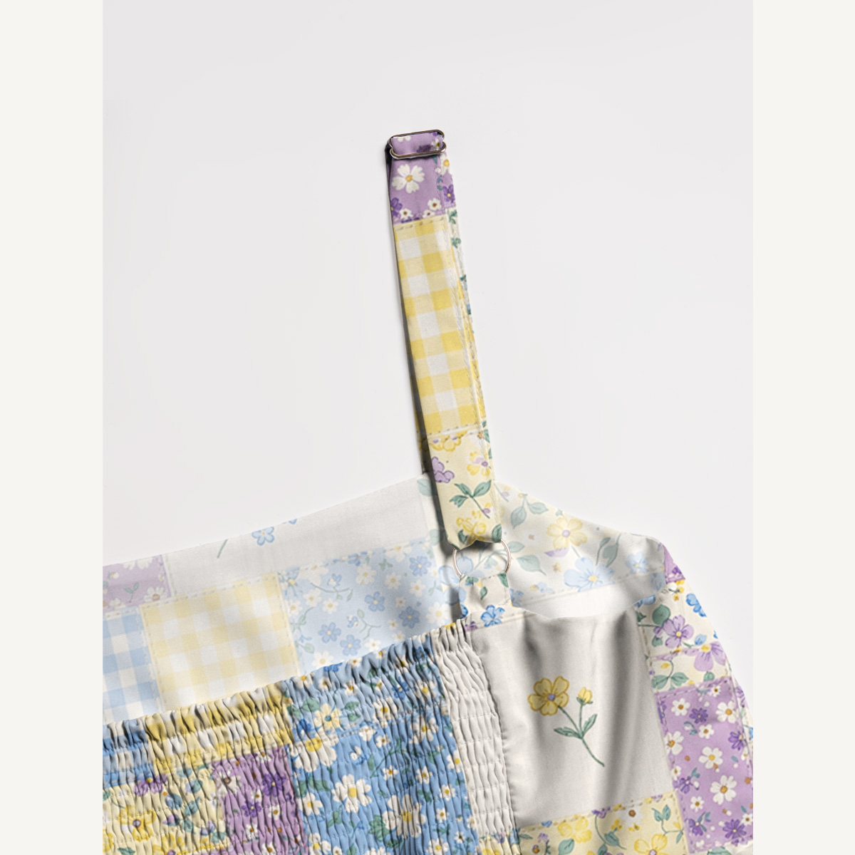 Square Neck Floral Meadow Patchwork Print Slip Dress