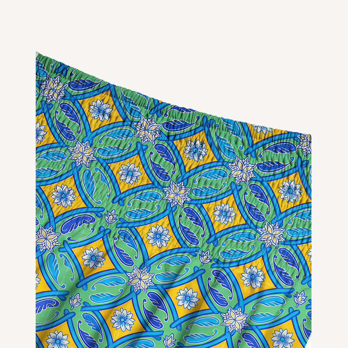 Azure Tile Print Maxi Skirt