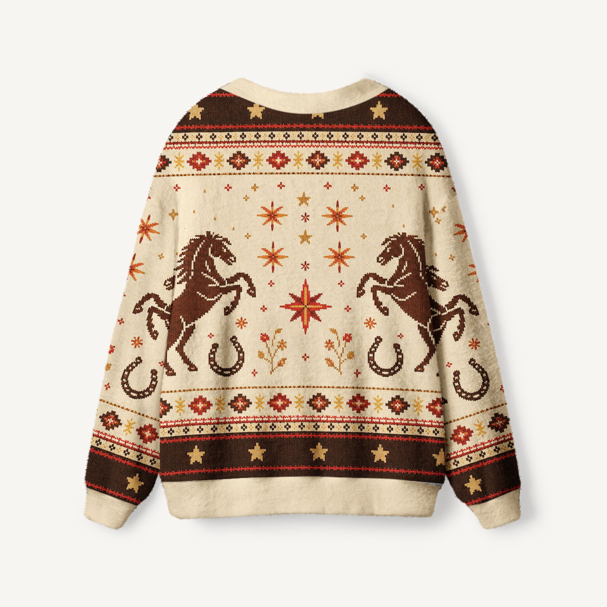 Galloping Horseshoe Meadow Print Ugly Cardigan Sweaters