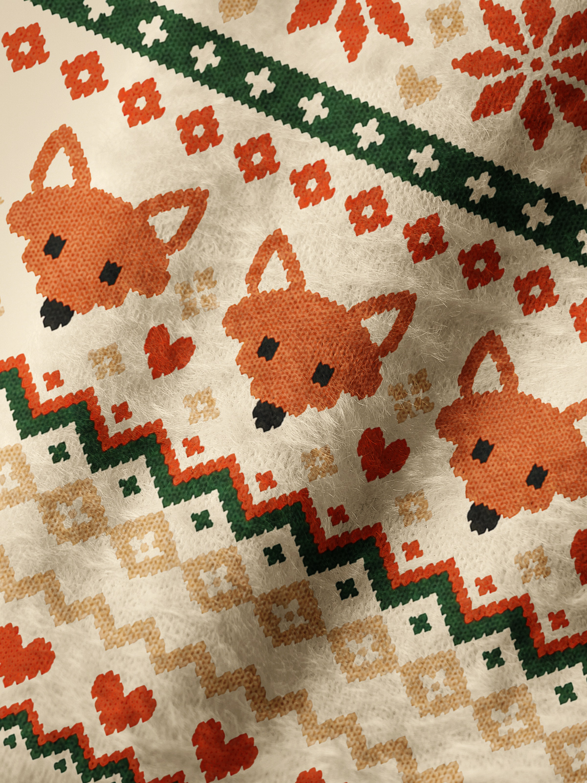 Woodland Fox & Snowflake Cozy Fuzzy Beanie