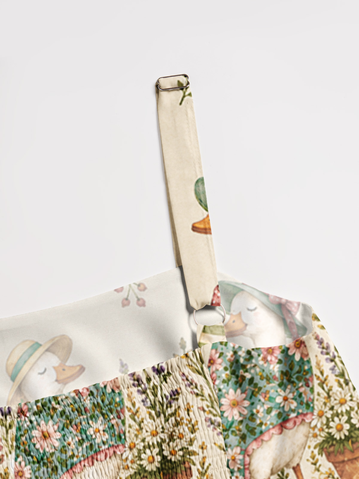 Country Garden Goose Ladies Print Wide Straps Maxi Dress With Pockets