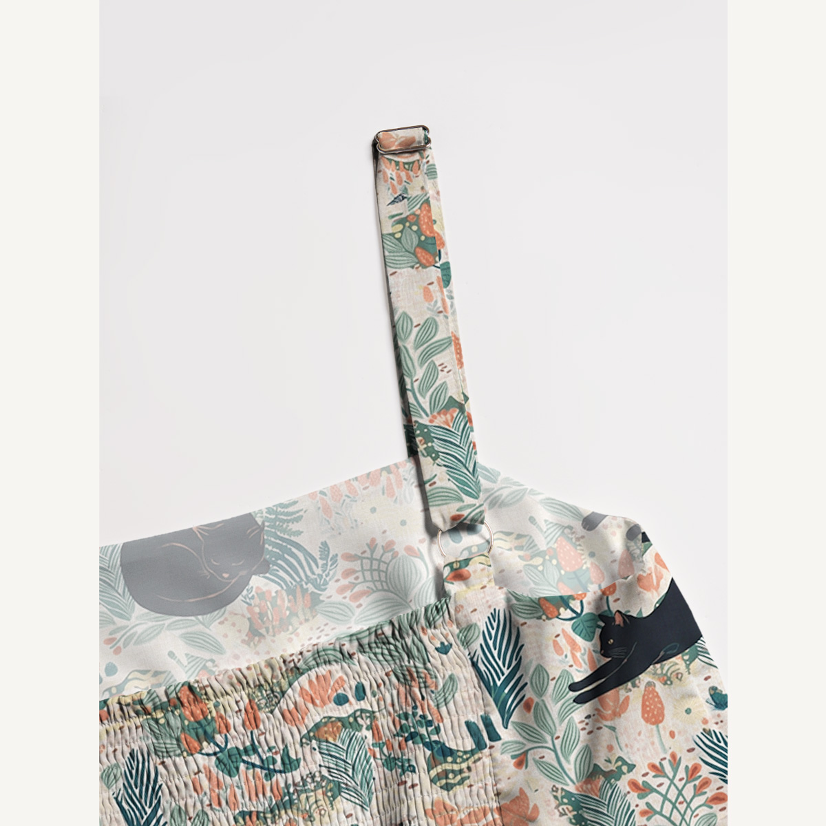 Square Neck Into the Woods Print Slip Dress