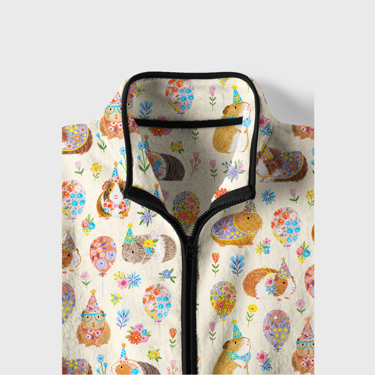 Guinea Pig Garden Party Print Fleece Jacket