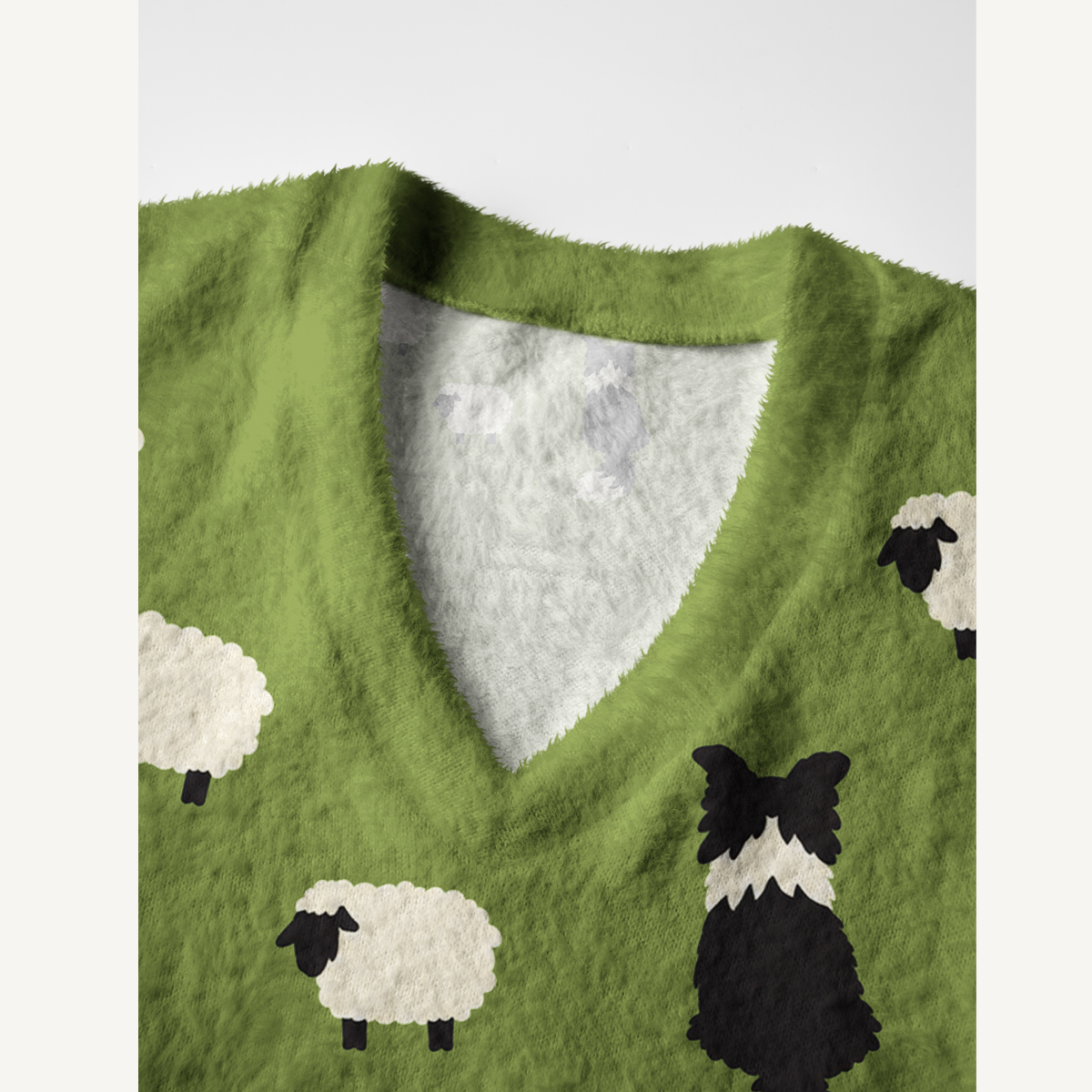 Sheep Herding Dog Print V-Neck Sweater Vest