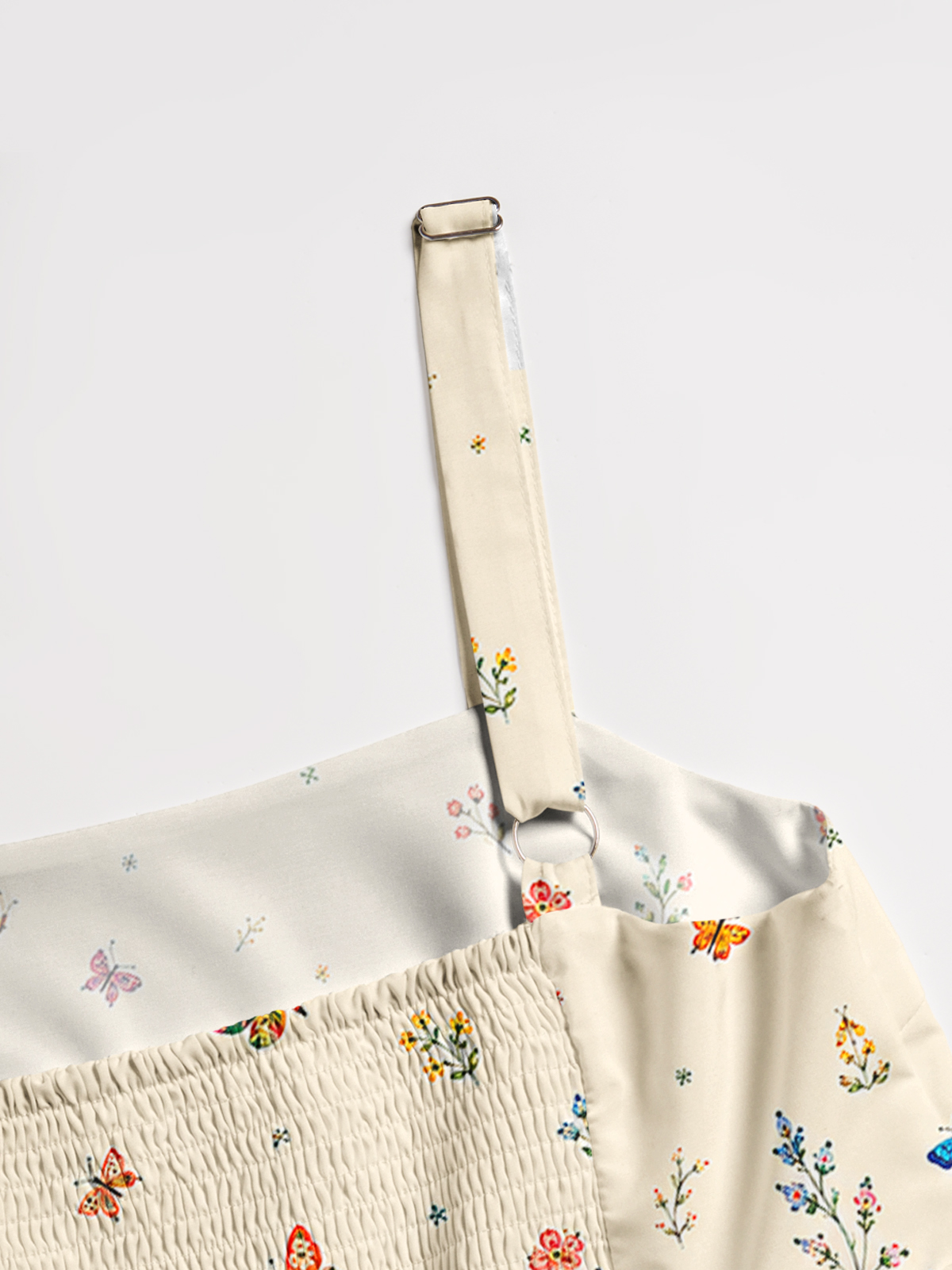 Boho Butterfly Wildflower Meadow Print Wide Straps Maxi Dress With Pockets