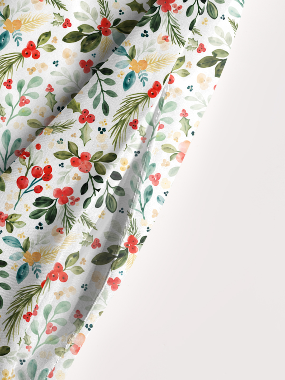 Christmas Holly Berry & Pine Print Wide Straps Maxi Dress With Pockets