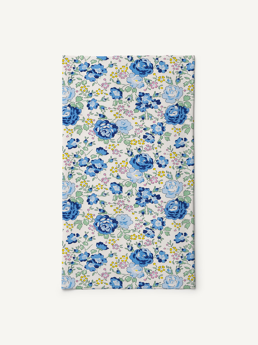 Blue Rose Floral Print Boho Bandeau Headband