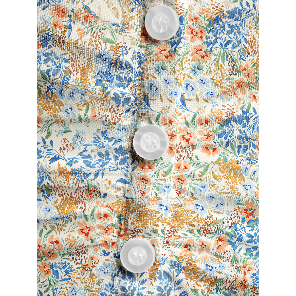 V-Neck Short Sleeve Breeze Meadow Print Mesh Top