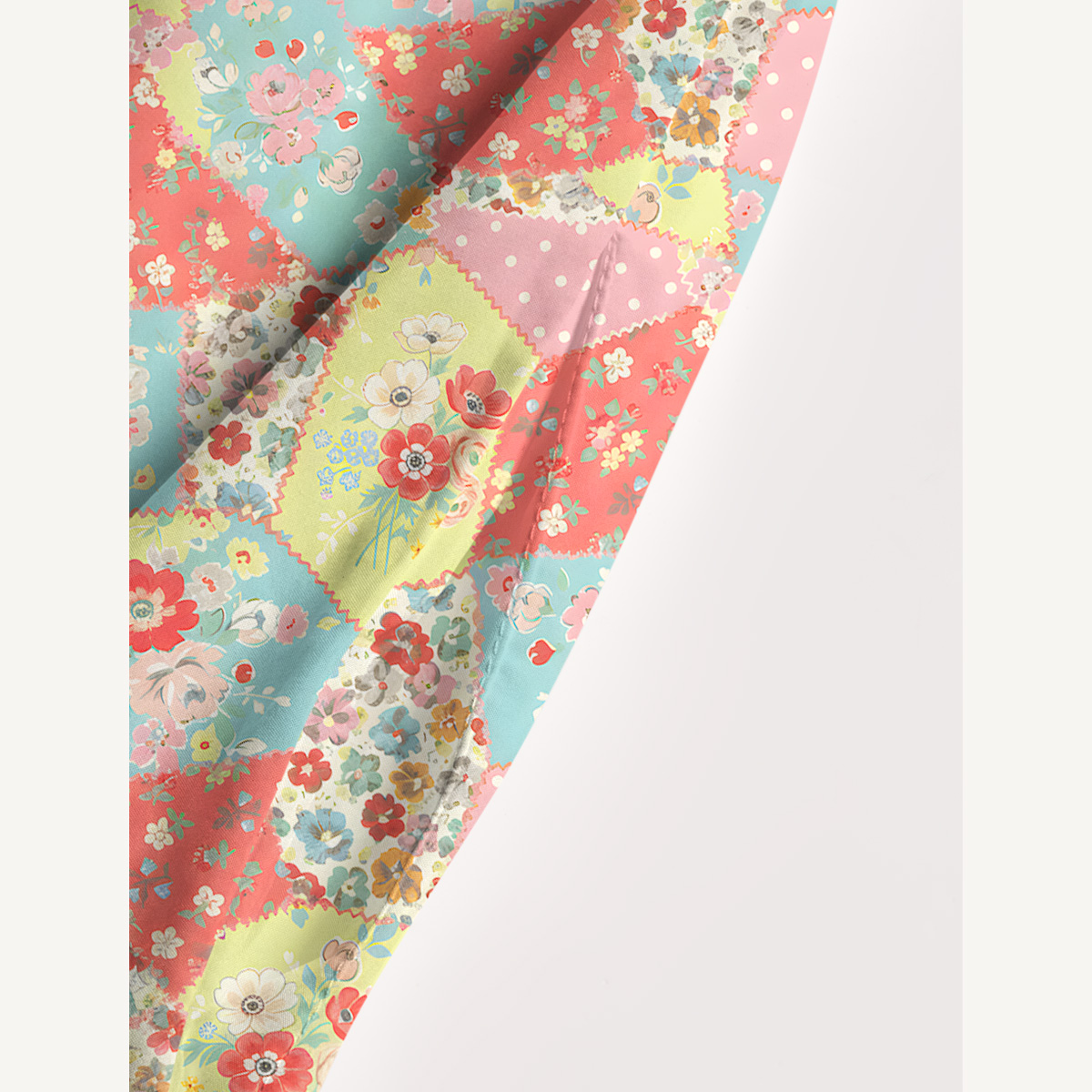 Square Neck Colorful Blossom Patchwork Print Slip Dress