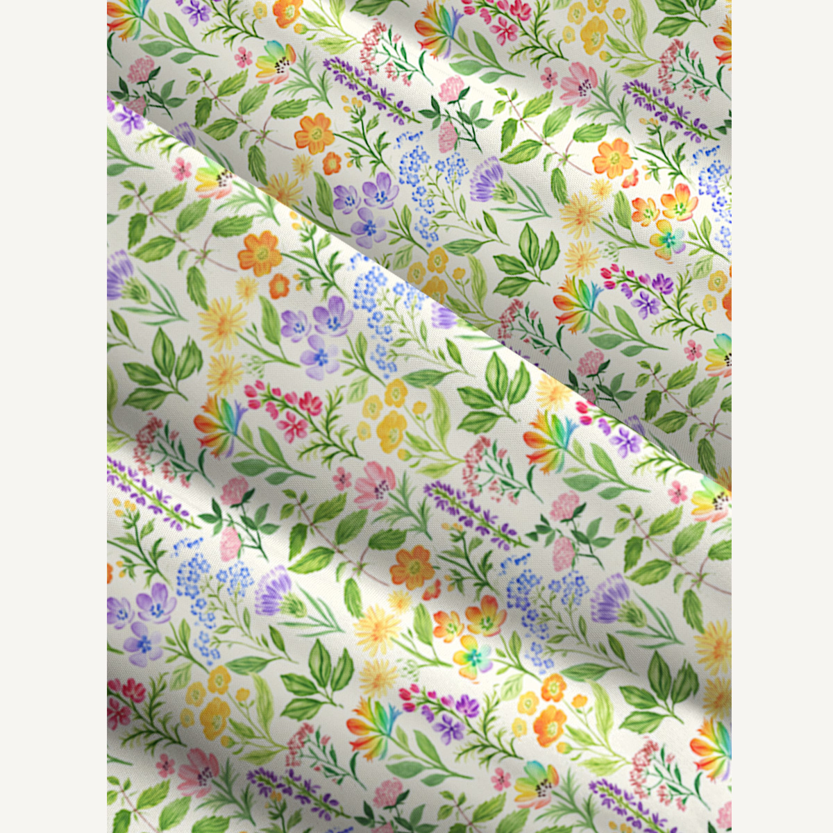 Colorful Wildflower Meadow Print Quilt Wide Straps Maxi Dress With Pockets