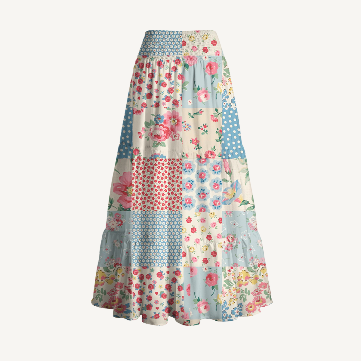 Pastel Patc Print Maxi Skirt