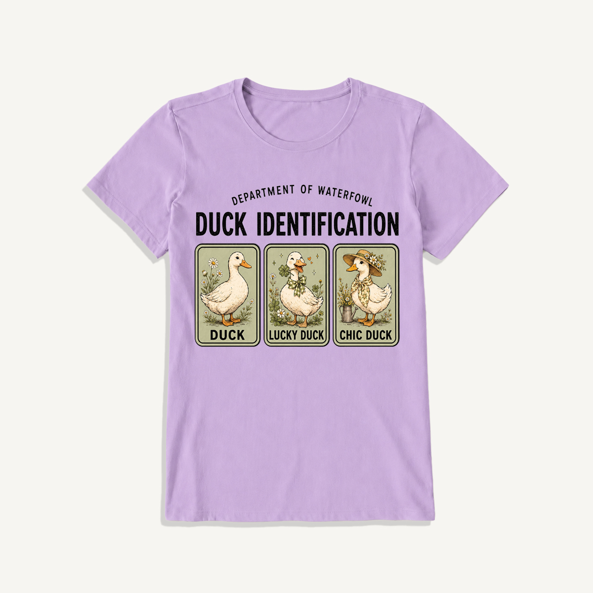Duck Identification Print Crew Neck Cotton Tee