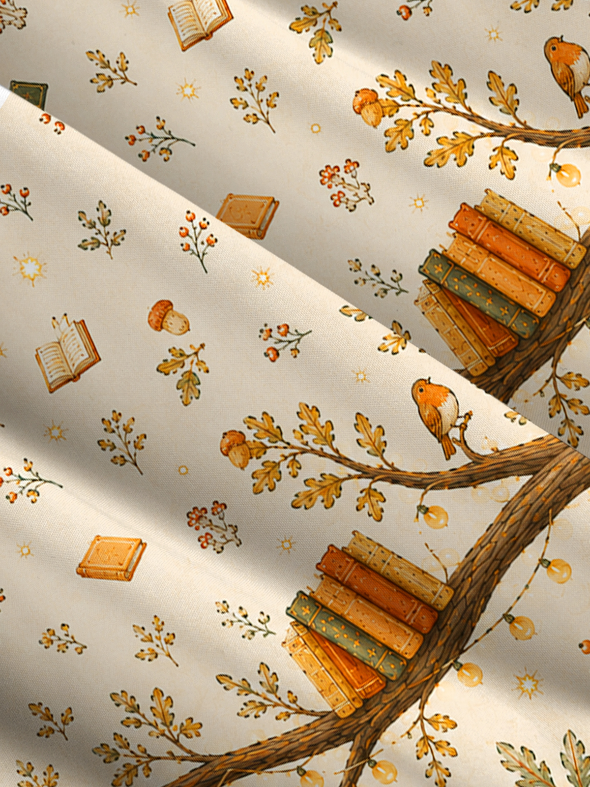 Cozy Woodland Fox Print Wide Straps Maxi Dress With Pockets