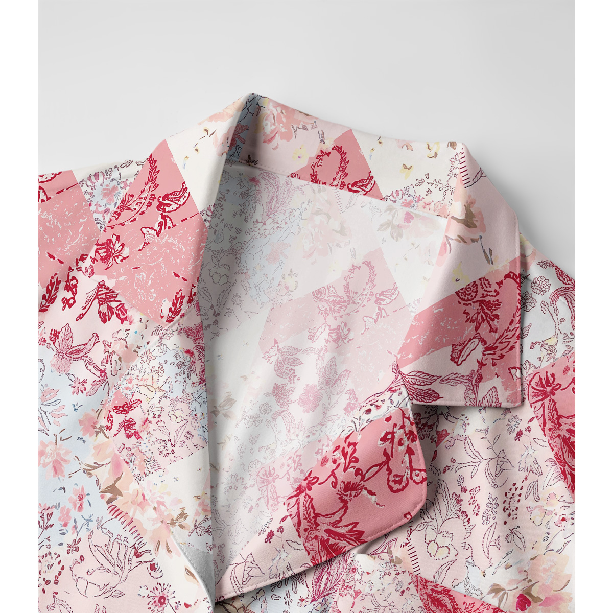 Shabby Chic Floral Patchwork Print Long Pajama Set 