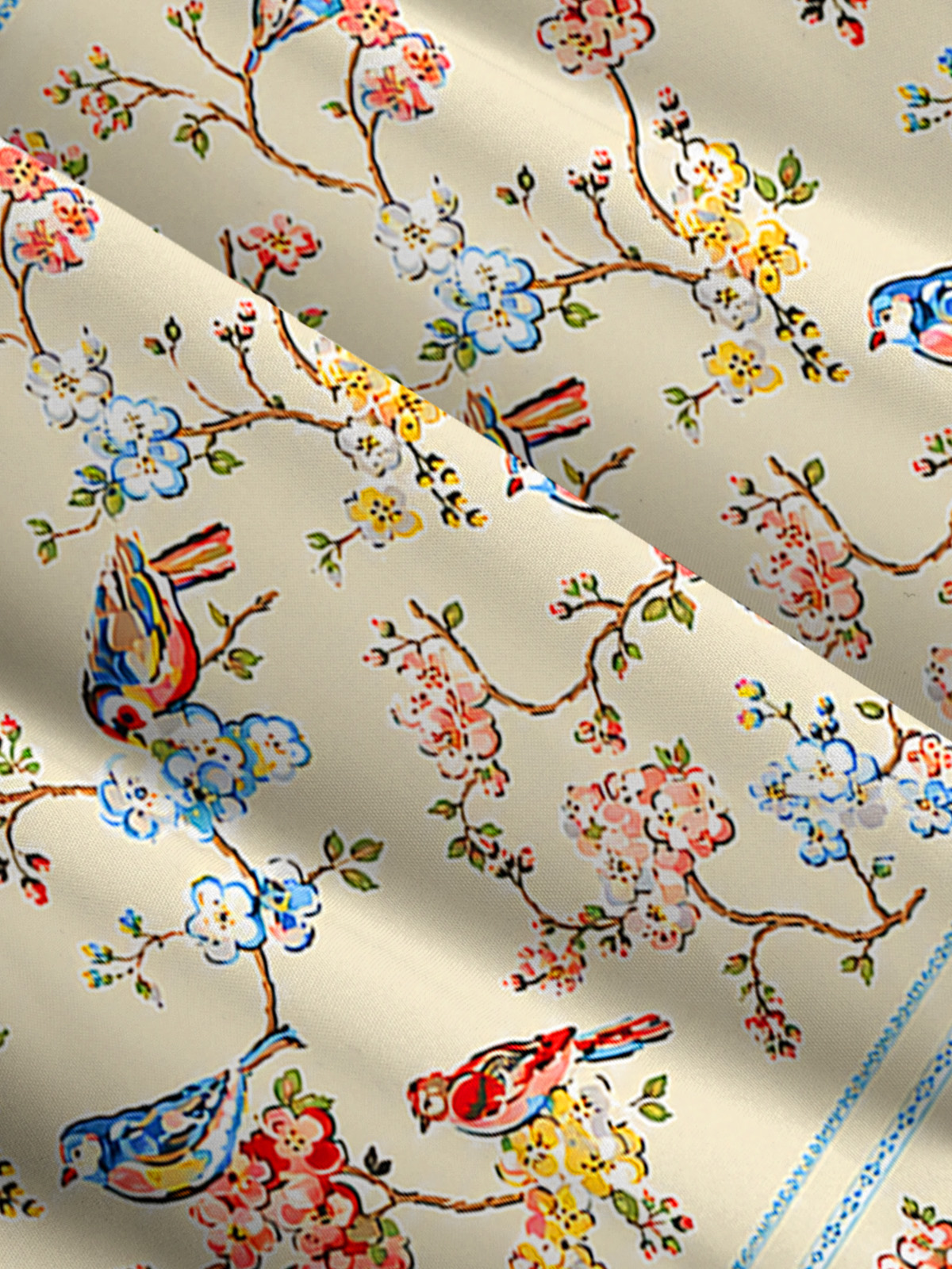 Vintage Floral Songbirds Print Wide Straps Maxi Dress With Pockets