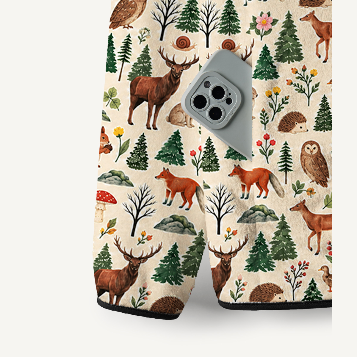 Rustic Wildlife Pine Forest Print Fleece Jacket