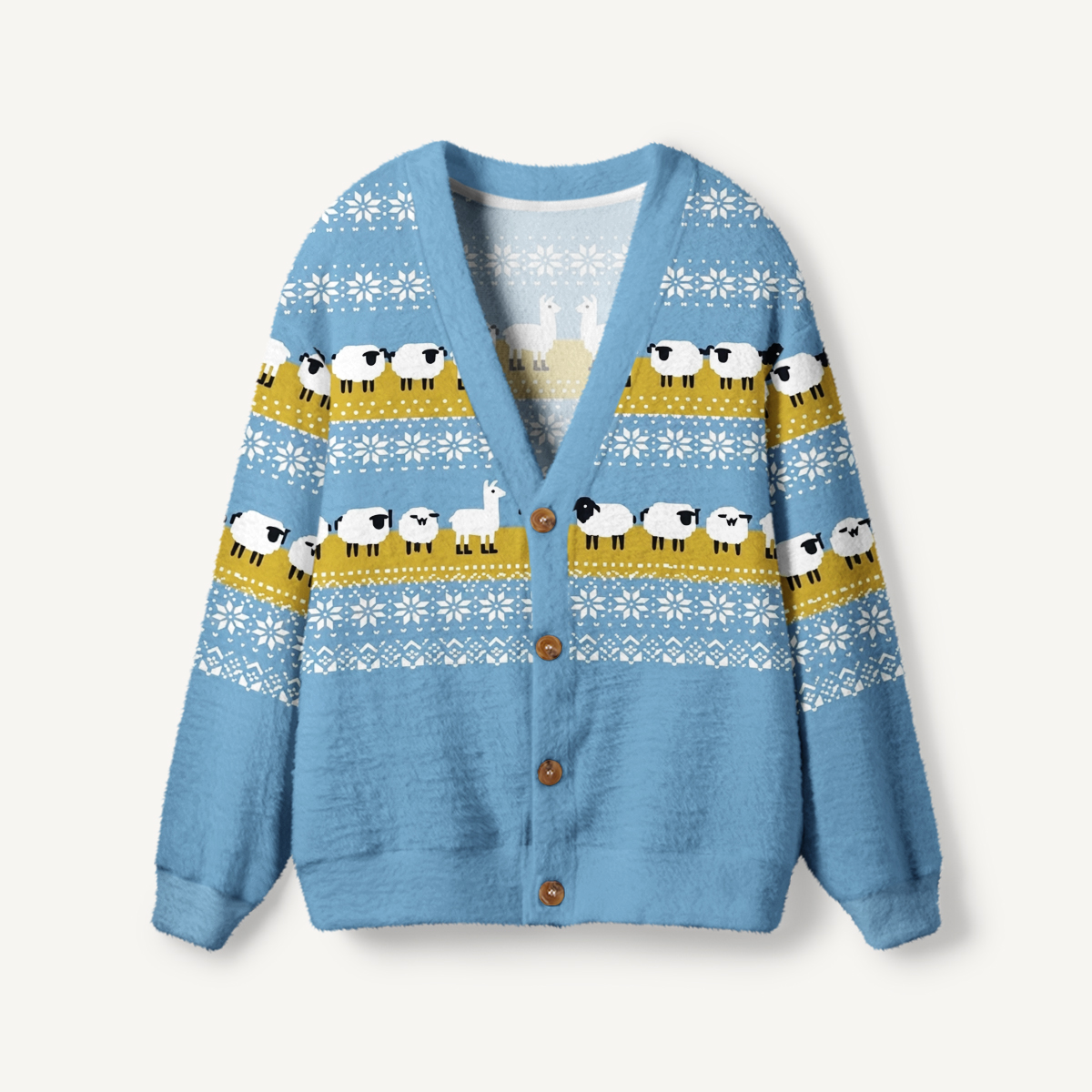 Pasture Parade Sheep Print Ugly Cardigan Sweaters