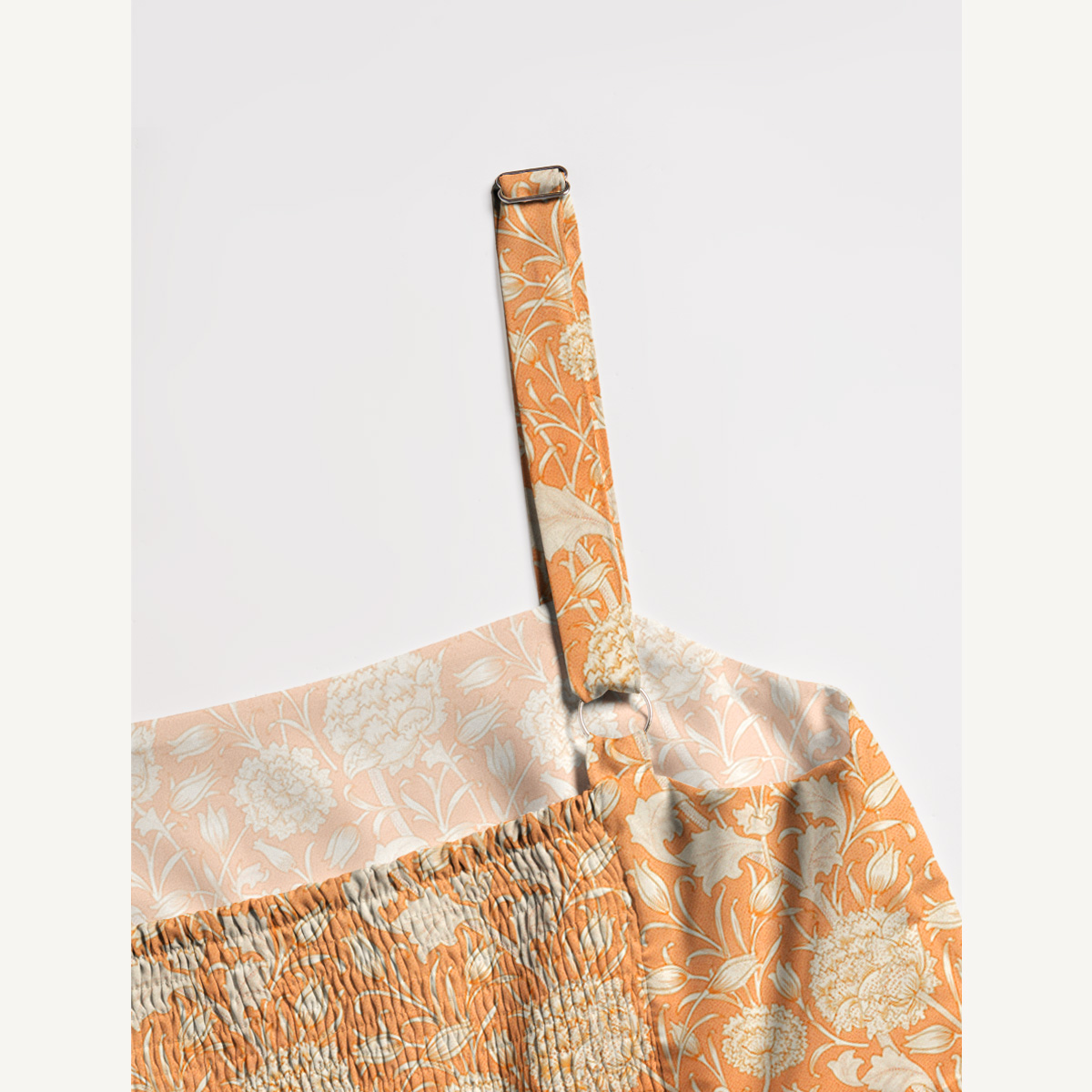 Classic Coral Botanical Print Slip Dress