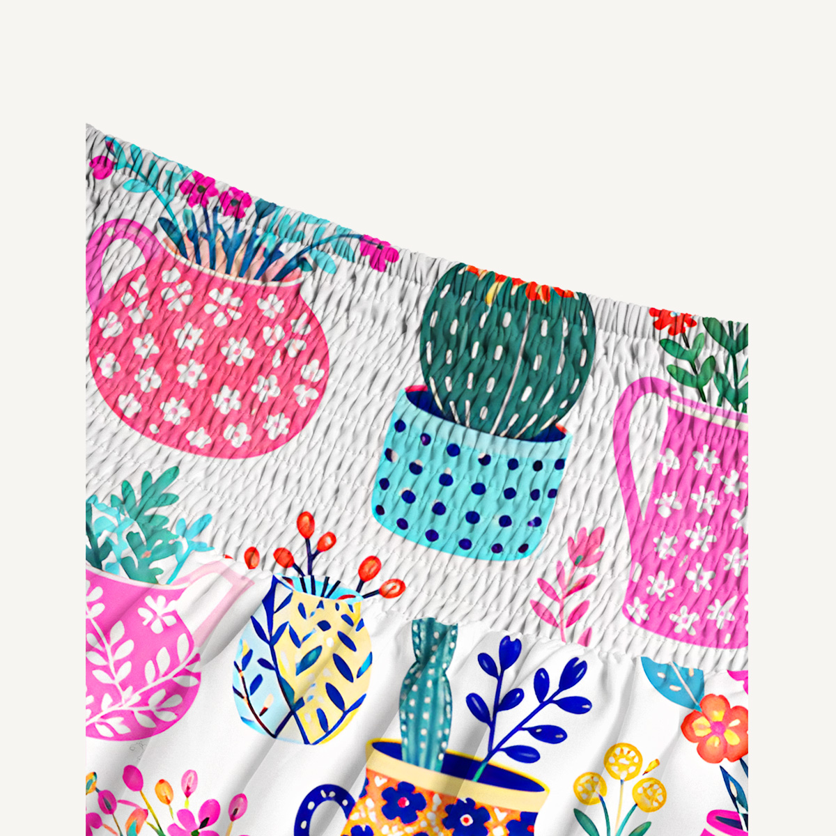 Cactus and Flowers Print Convertible Maxi Skirt & Strapless Dress  