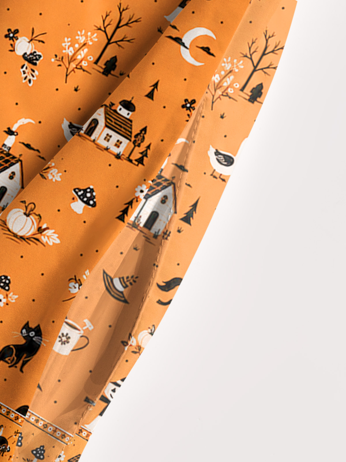 Moonlit Halloween Village Story Print Wide Straps Maxi Dress With Pockets