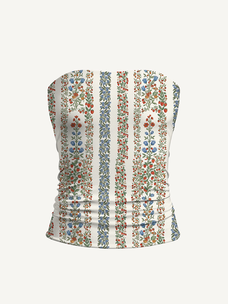 Strawberry Vine Tales Print Boho Bandeau Headband