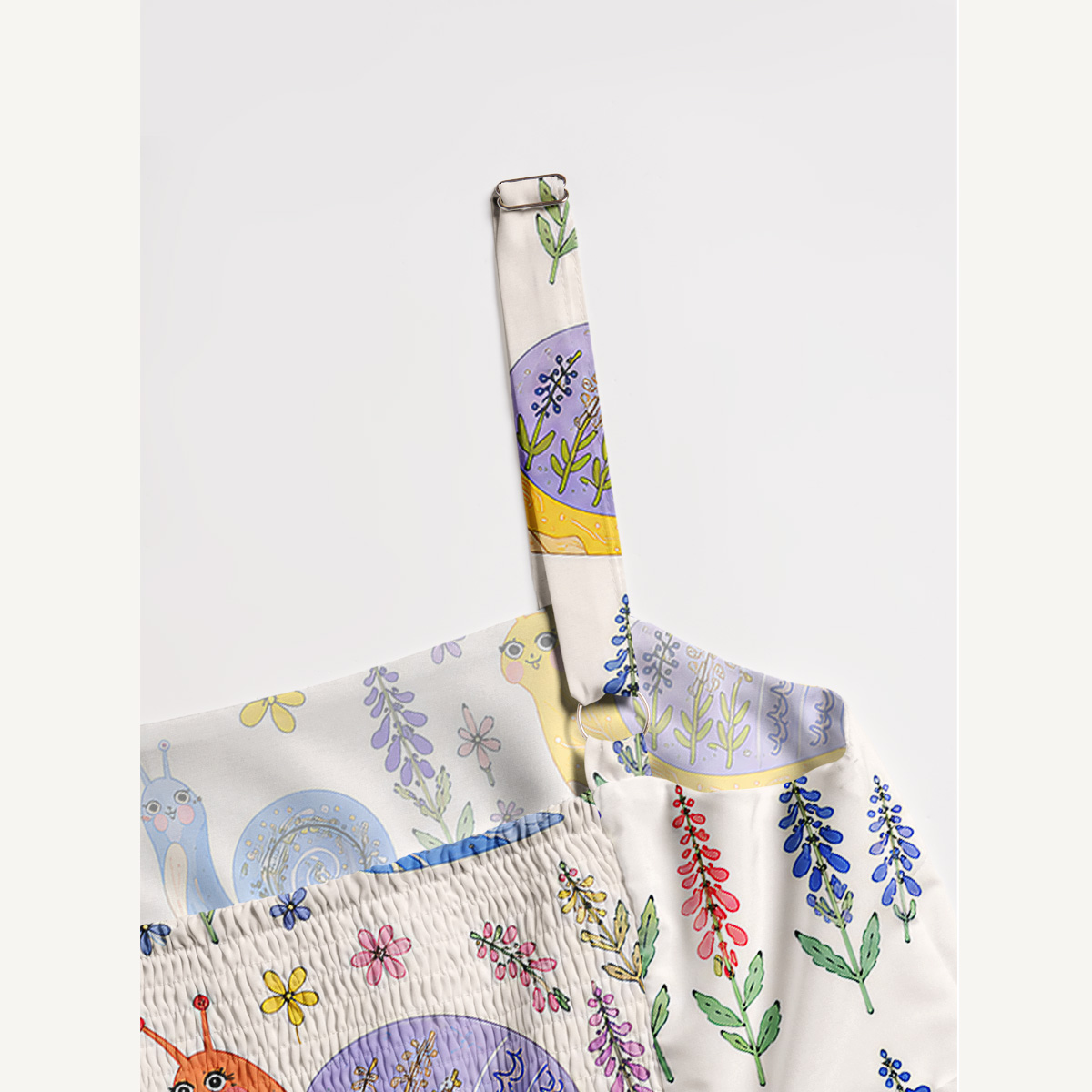 Snail Garden Print Wide Straps Maxi Dress With Pockets