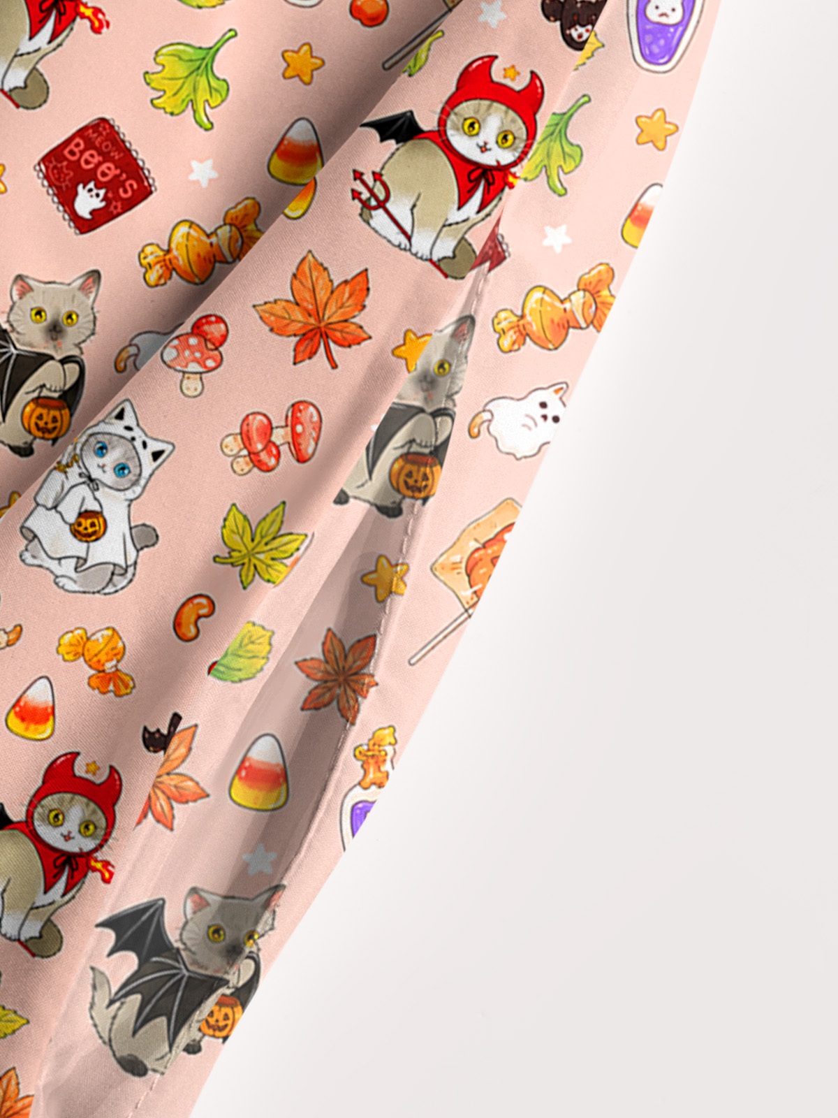 Autumn Forest Critter Halloween Print Wide Straps Maxi Dress With Pockets