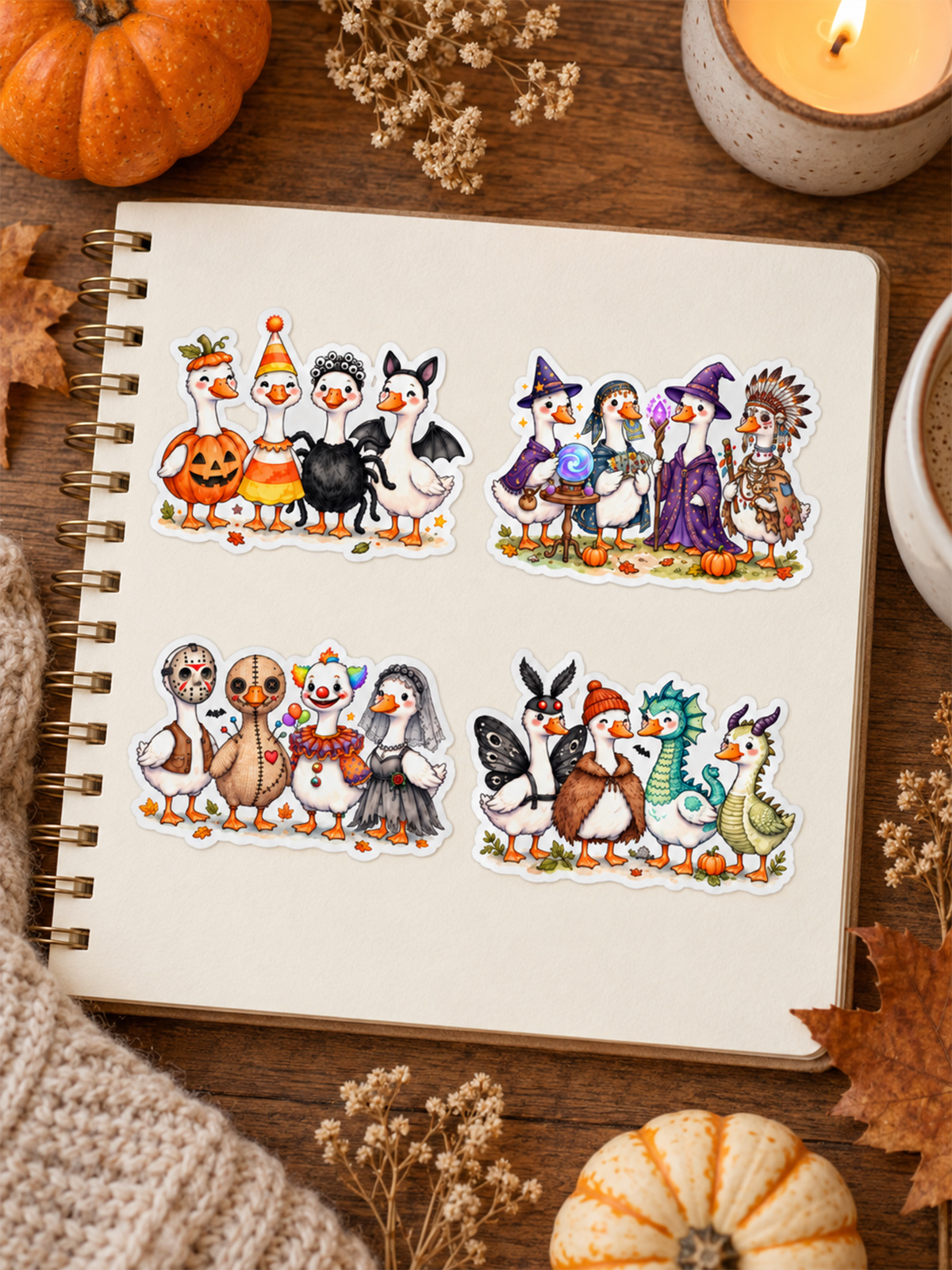 Cottagecore Halloween Farm Animals Stickers