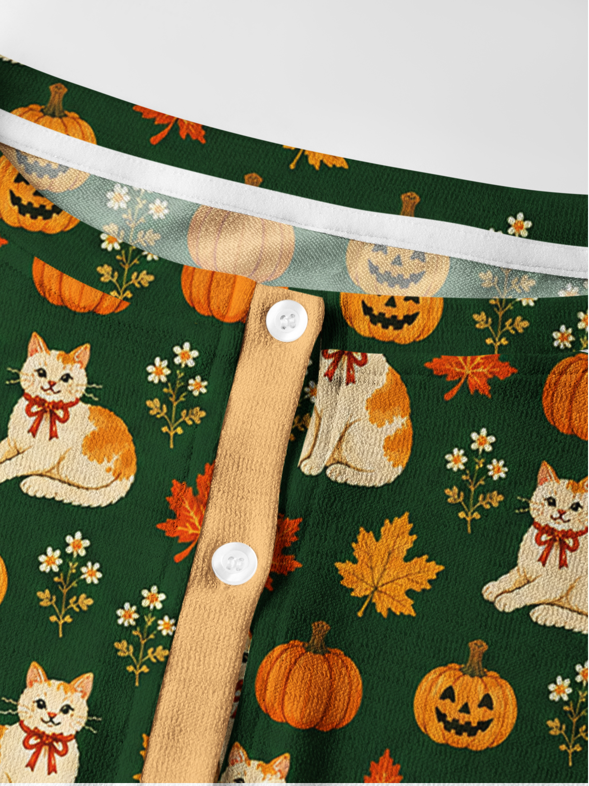 Lightweight Crew Neck Long‑Sleeve Cropped Pumpkin Patch Whiskers Print Fine‑Knit Cardigan