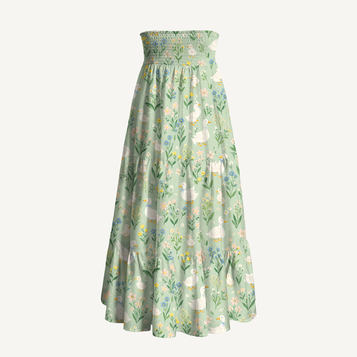 Country Duck & Bloom Print Convertible Maxi Skirt & Strapless Dress  