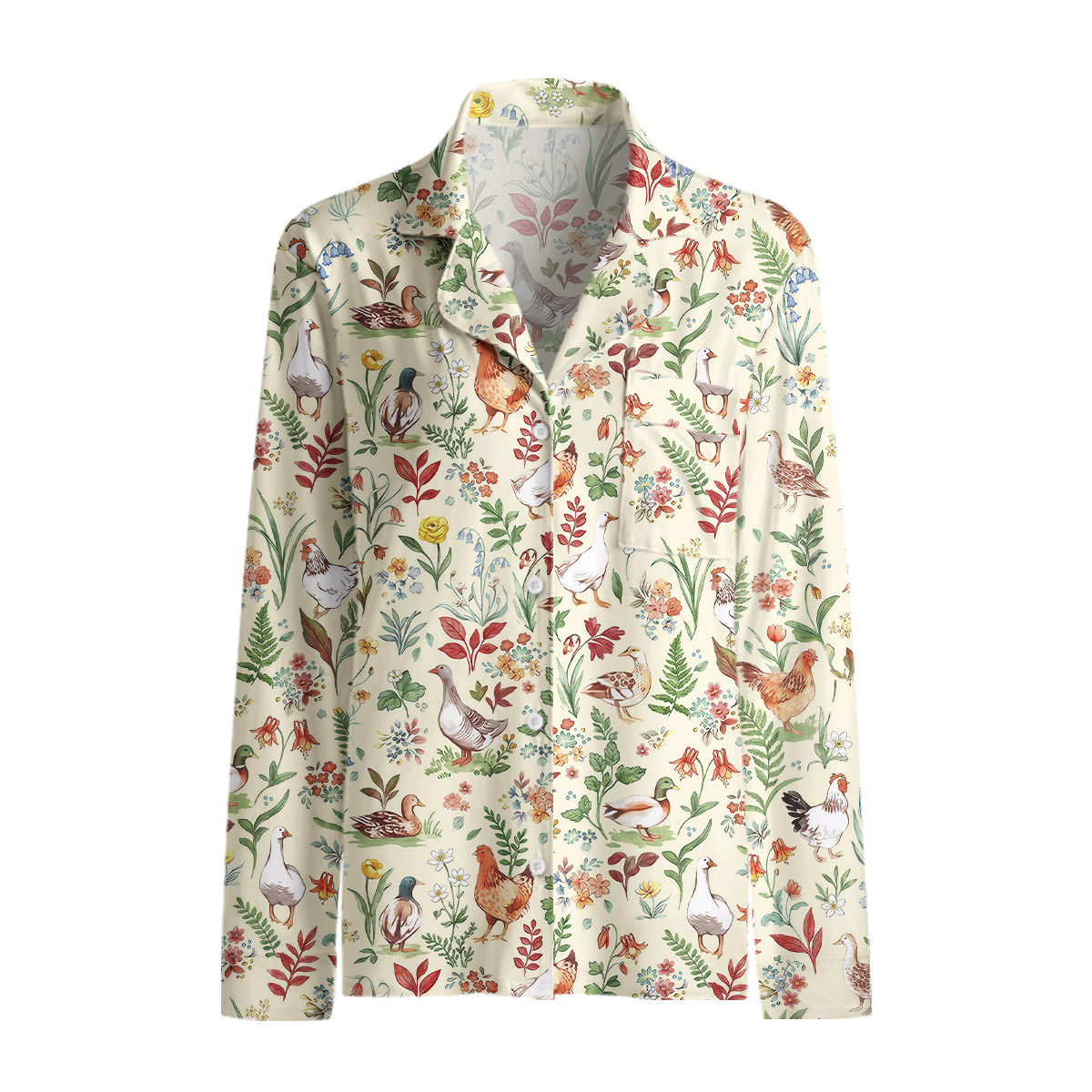 Countryside Garden Critter Print Long Pajama Set 