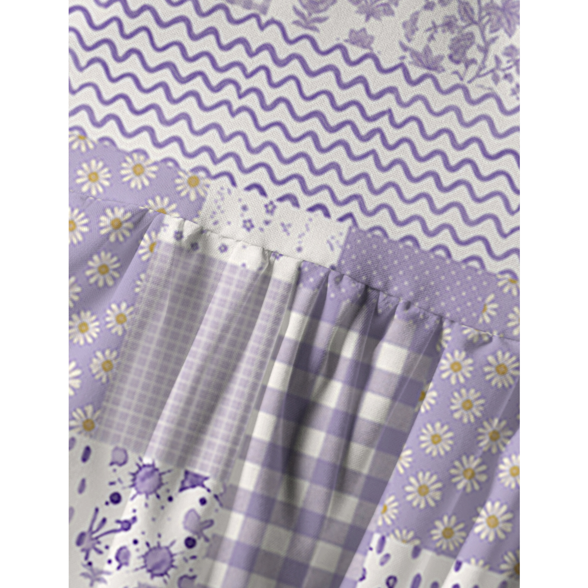 Lavender Field Patchwork Print Spaghetti Strap Mini Dress