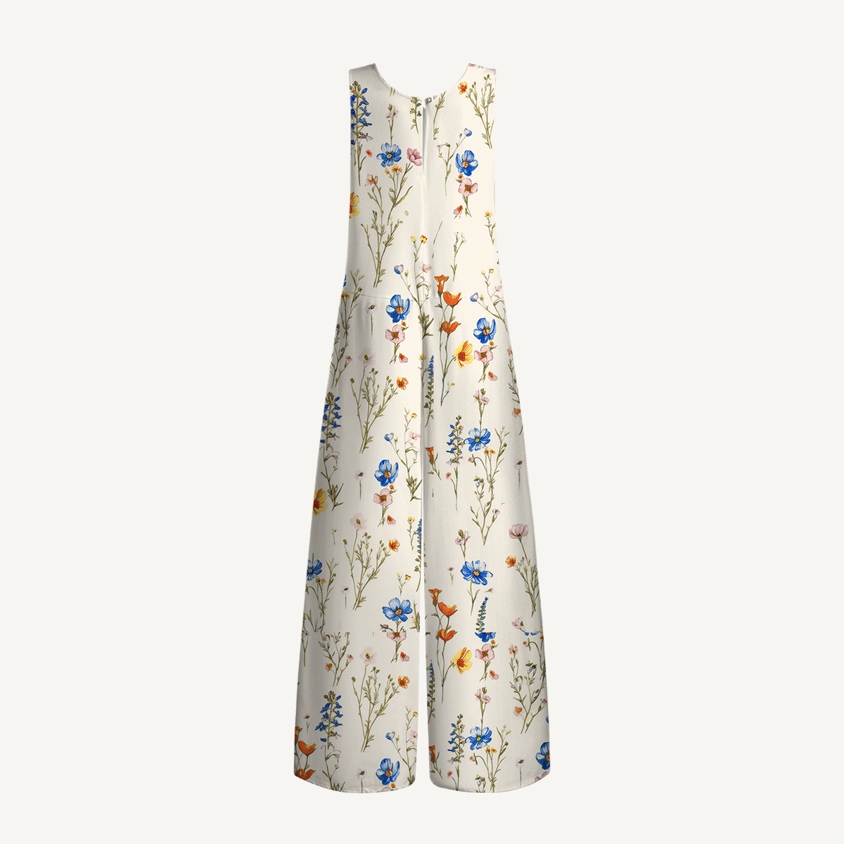 V-Neck Wild Bloom Boho Jumpsuit with Pockets for Women