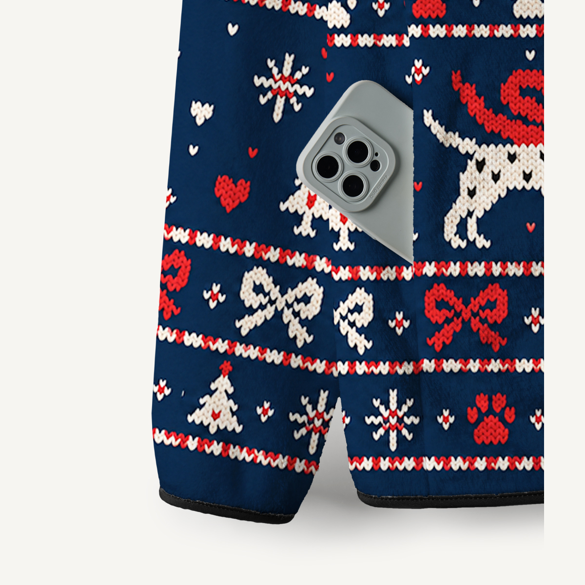 Festive Dog Scarf Fairisle Print Fleece Jacket