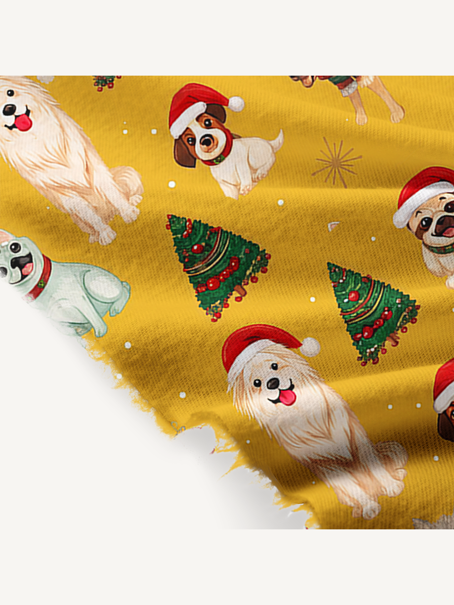 Christmas Puppies Holiday Print Cozy Fringed Scarf
