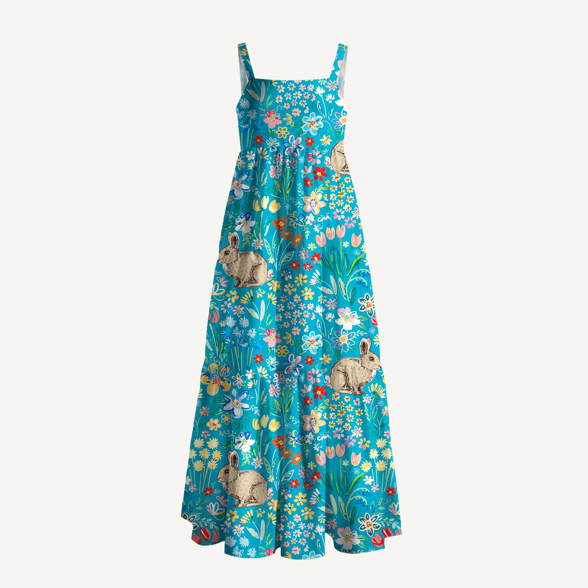 Blue Garden Rabbit Print Slip Dress
