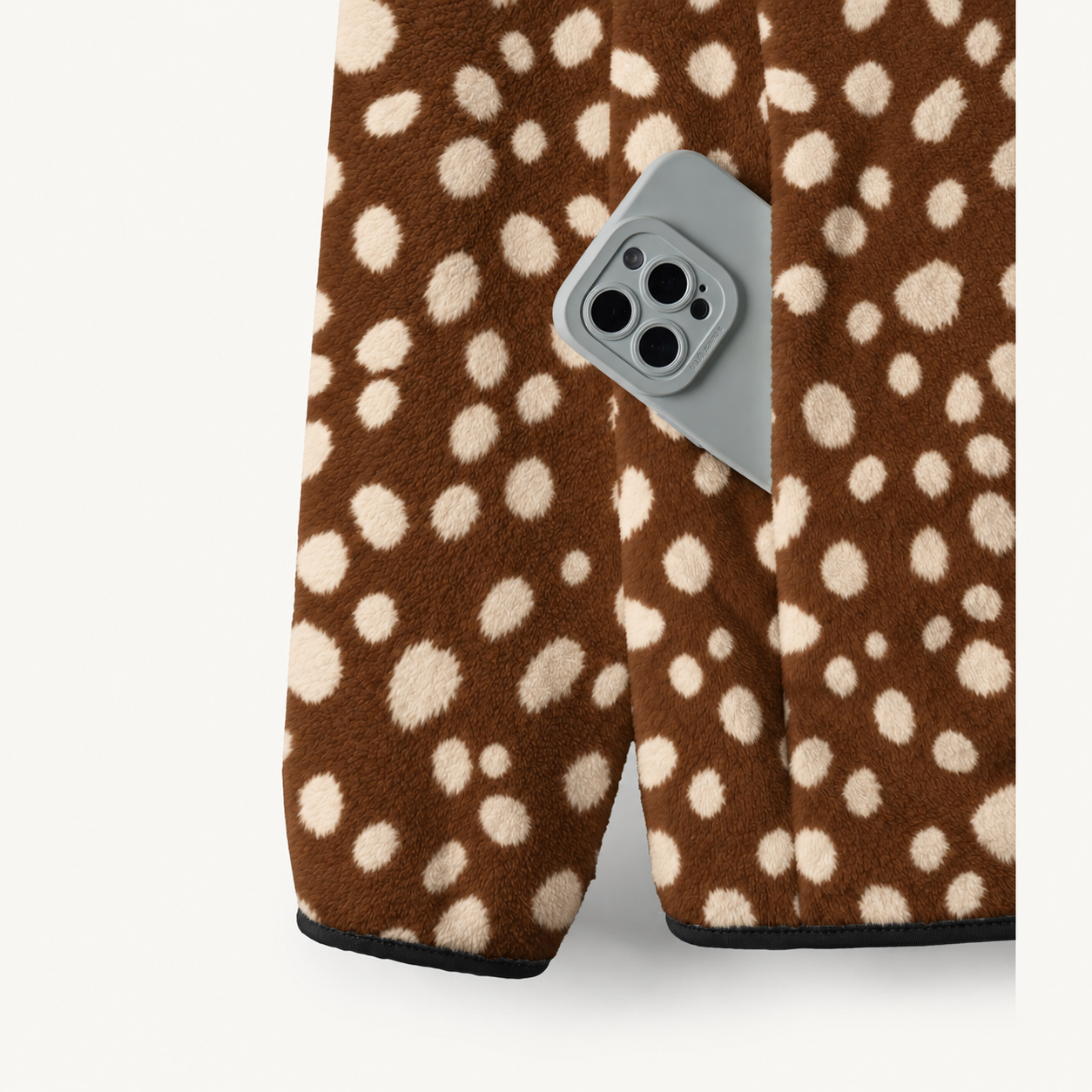 Fuzzy Fawn Spotted Print Fleece Jacket