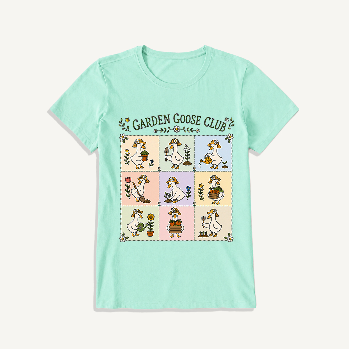 Garden Goose Club Print Crew Neck Cotton Tee