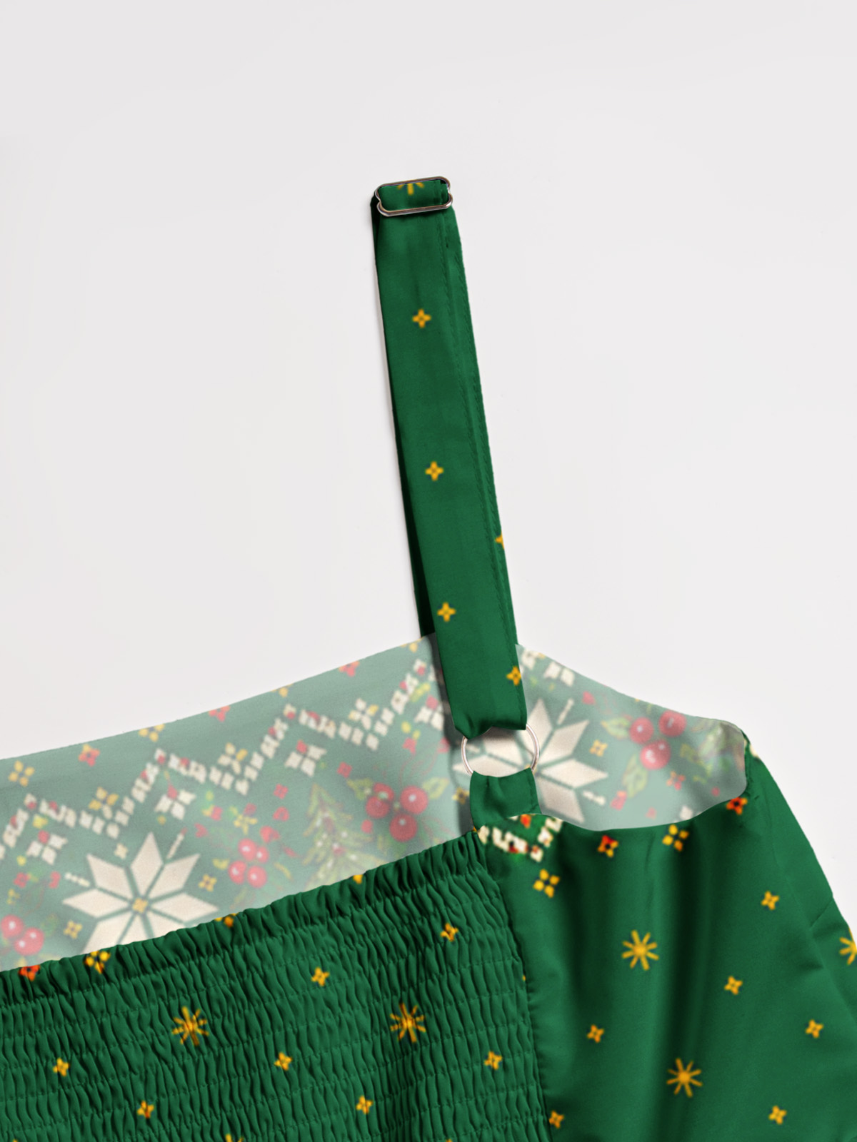 Cozy Country Christmas Ducks Print Wide Straps Maxi Dress With Pockets