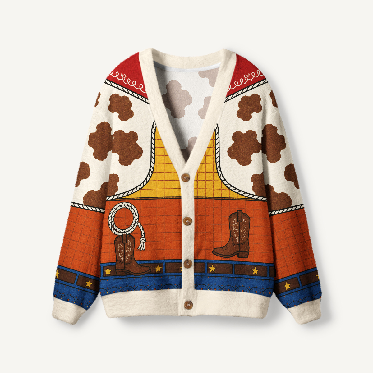 Western Ranch Cowboy Boot  Print Ugly Cardigan Sweaters