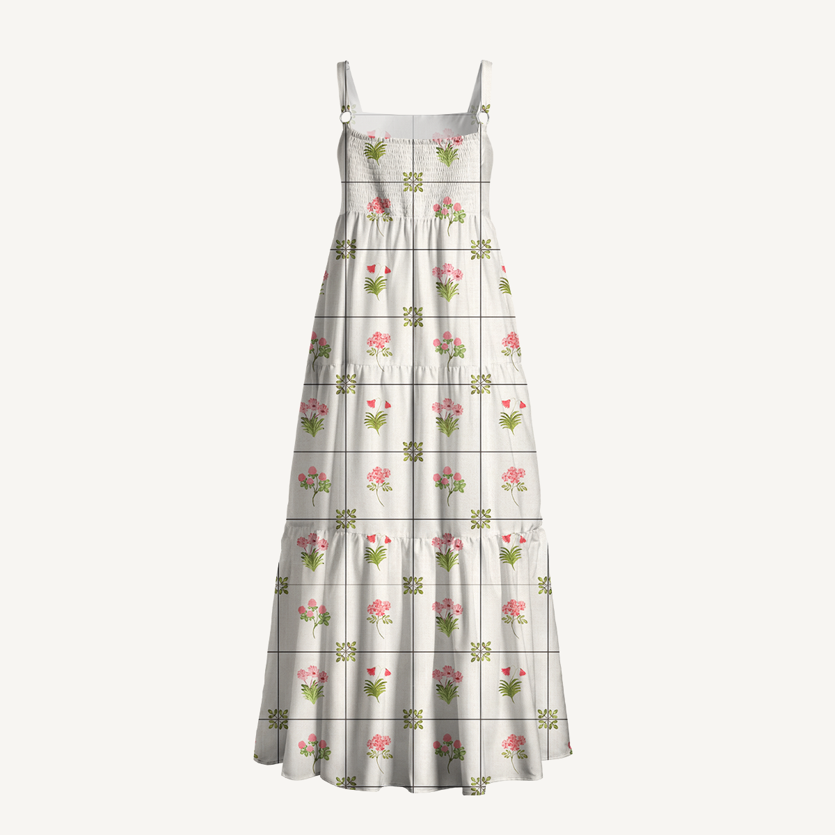 Square Neck Meadow Tile Bloom Print Slip Dress