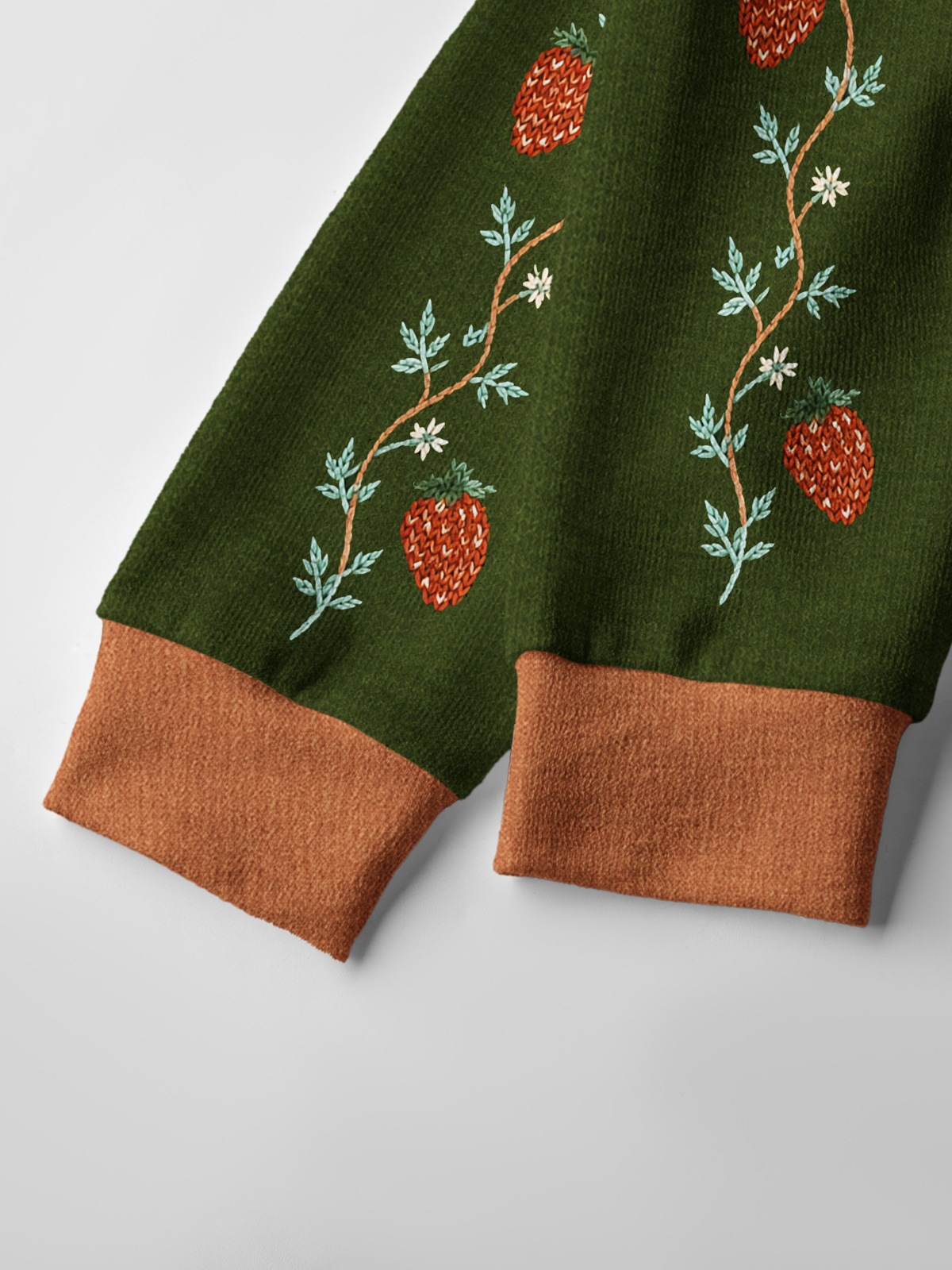 Whimsical Woodland Fox & Strawberry Print Fine‑Knit Cardigan