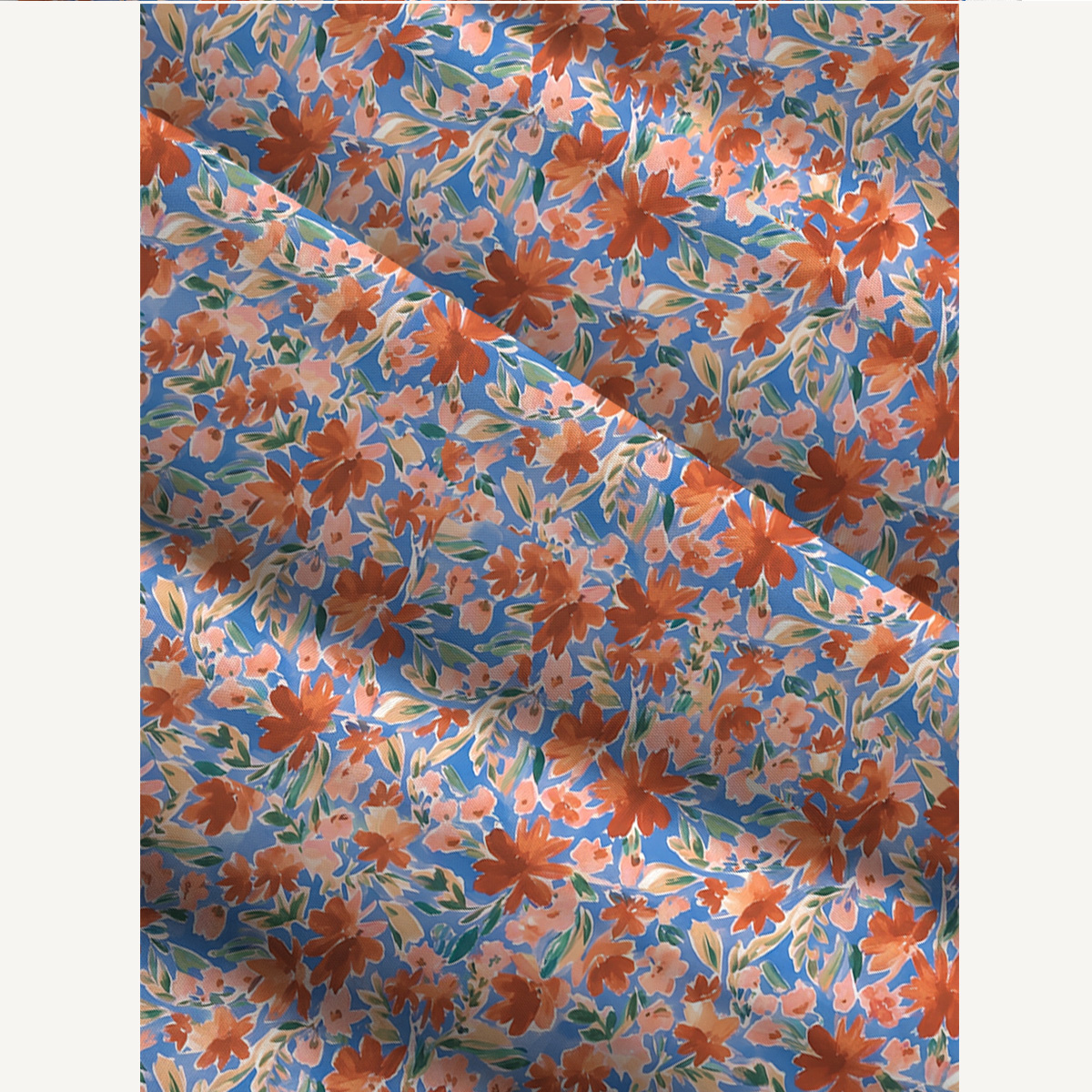 Retro Orange Flower Meadow Print Slip Dress