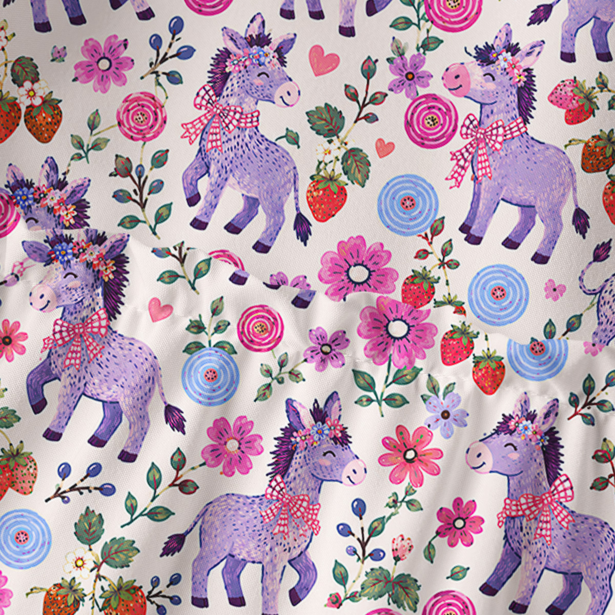 Strawberry Blossom Donkeys Square Neckline Cap Sleeve Maxi Dress