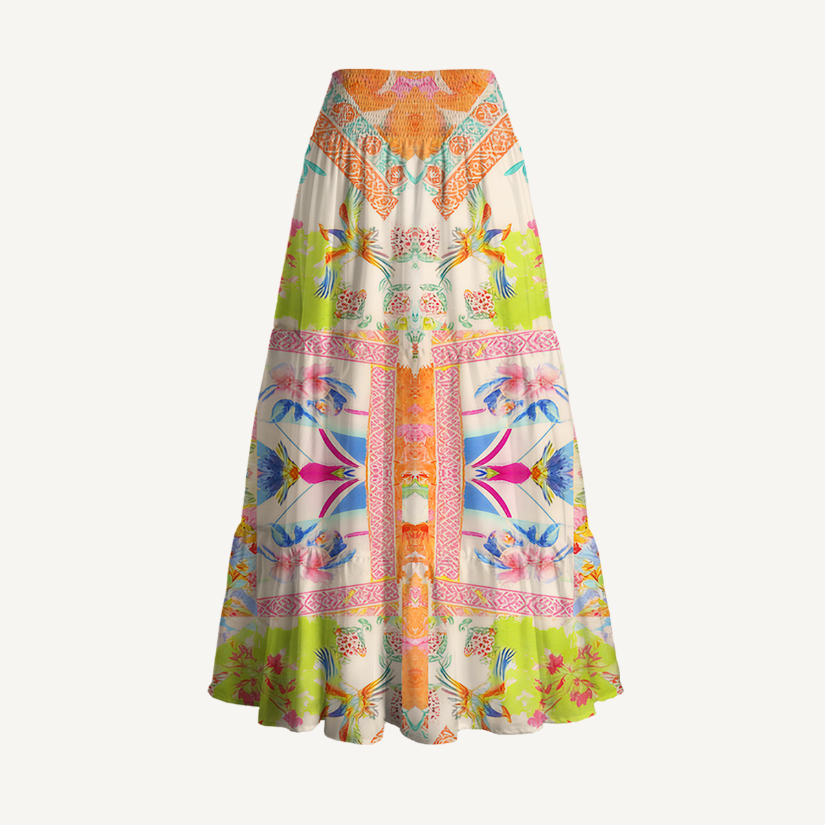 Vivid Lily Print Maxi Skirt