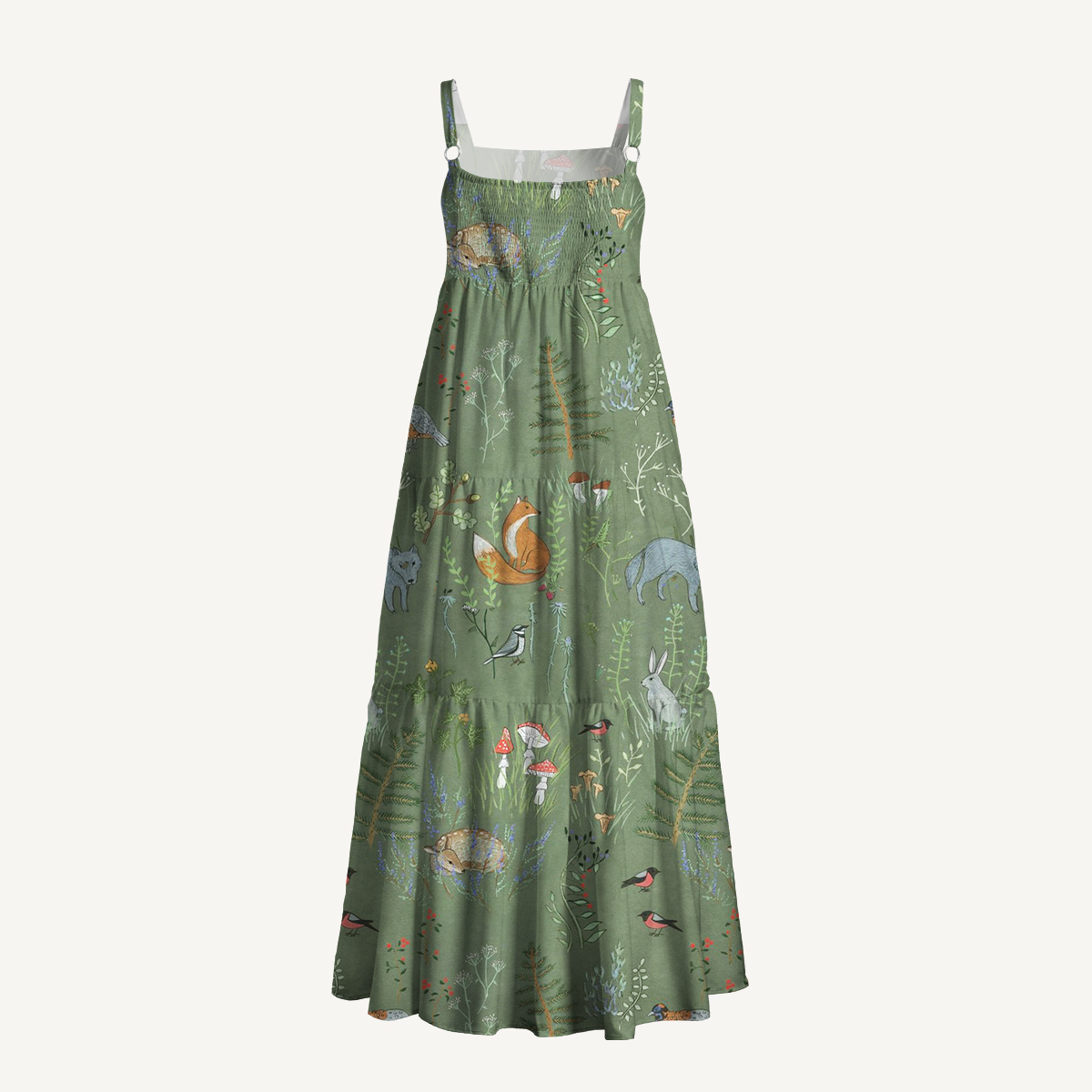 Whimsical Woodland Animals Print Slip Dress