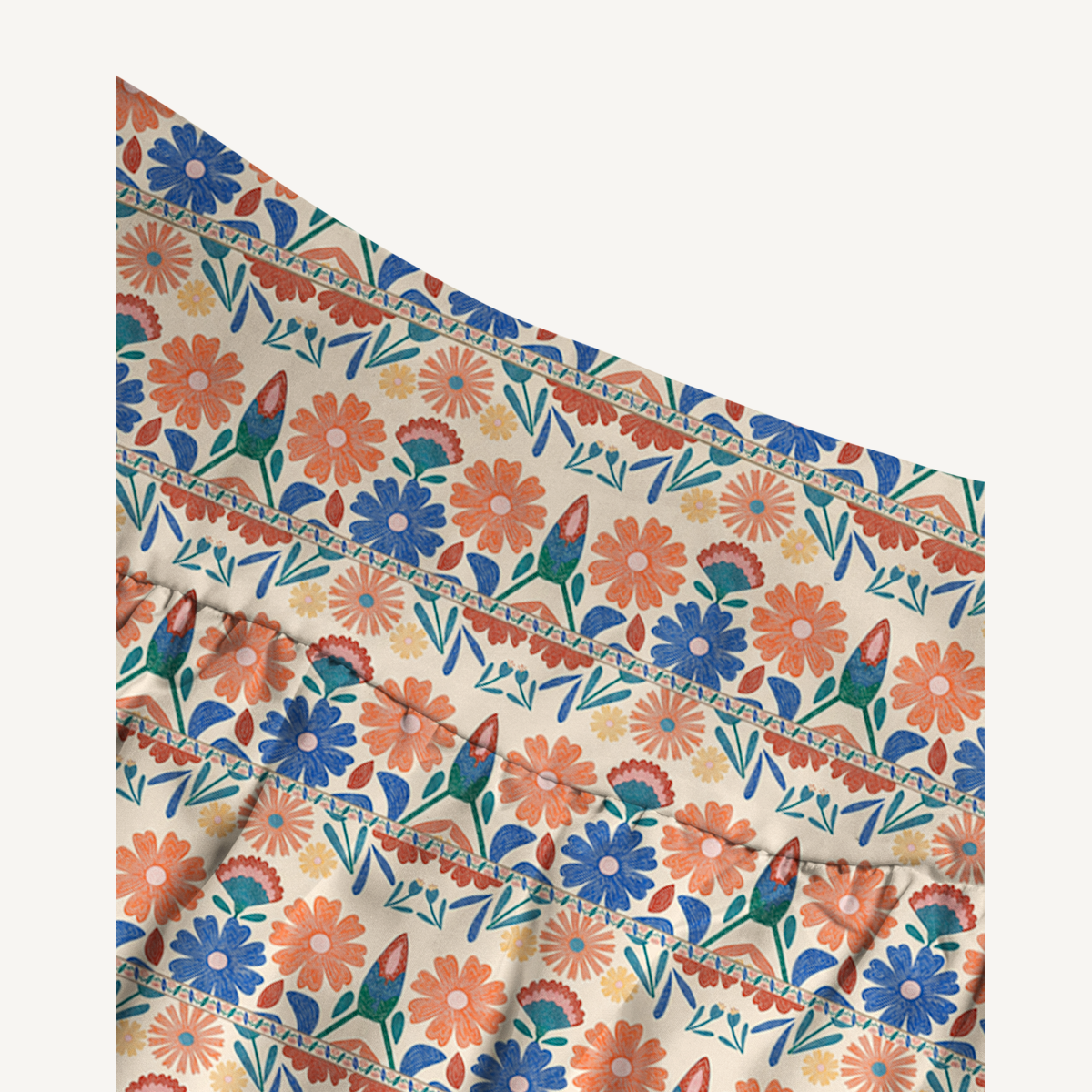 Bohemian Folk Floral Stripe Print Maxi Skirt