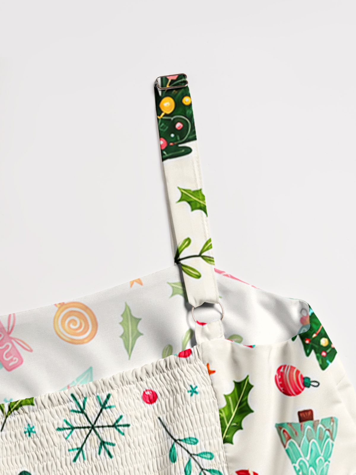 Christmas Gift & Candy Cane Print Wide Straps Maxi Dress With Pockets