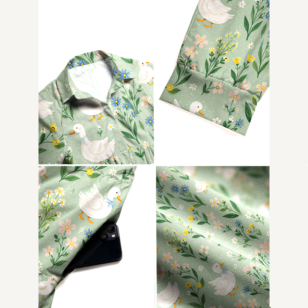 Country Duck & Bloom  Print Casual Midi Dress With Pockets