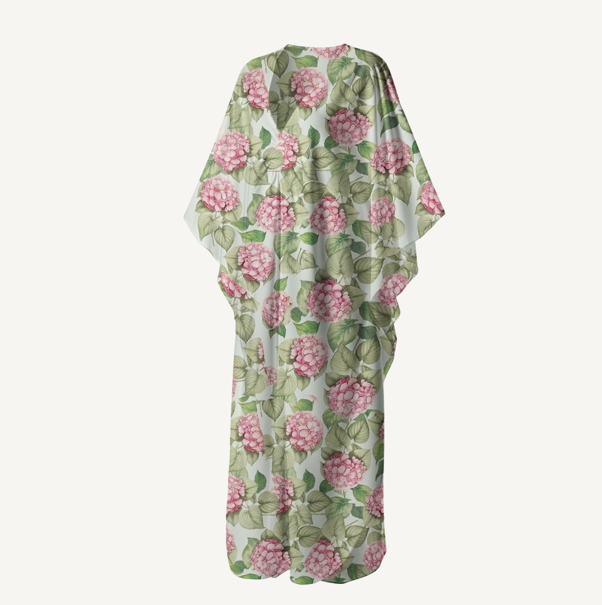  V‑Neck Hydrangea Whisper Kimono Sleeve Kaftan Dress